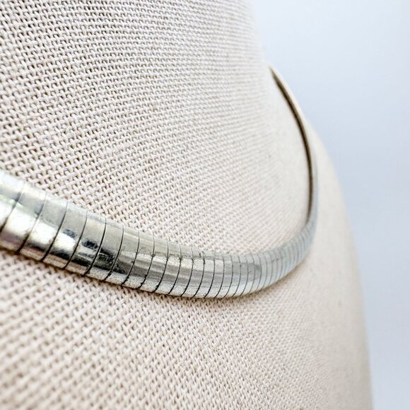 VTG Sterling Silver 925 Omega Chain Necklace Lobster Clasp Size 18.5" Length - Picture 3 of 13